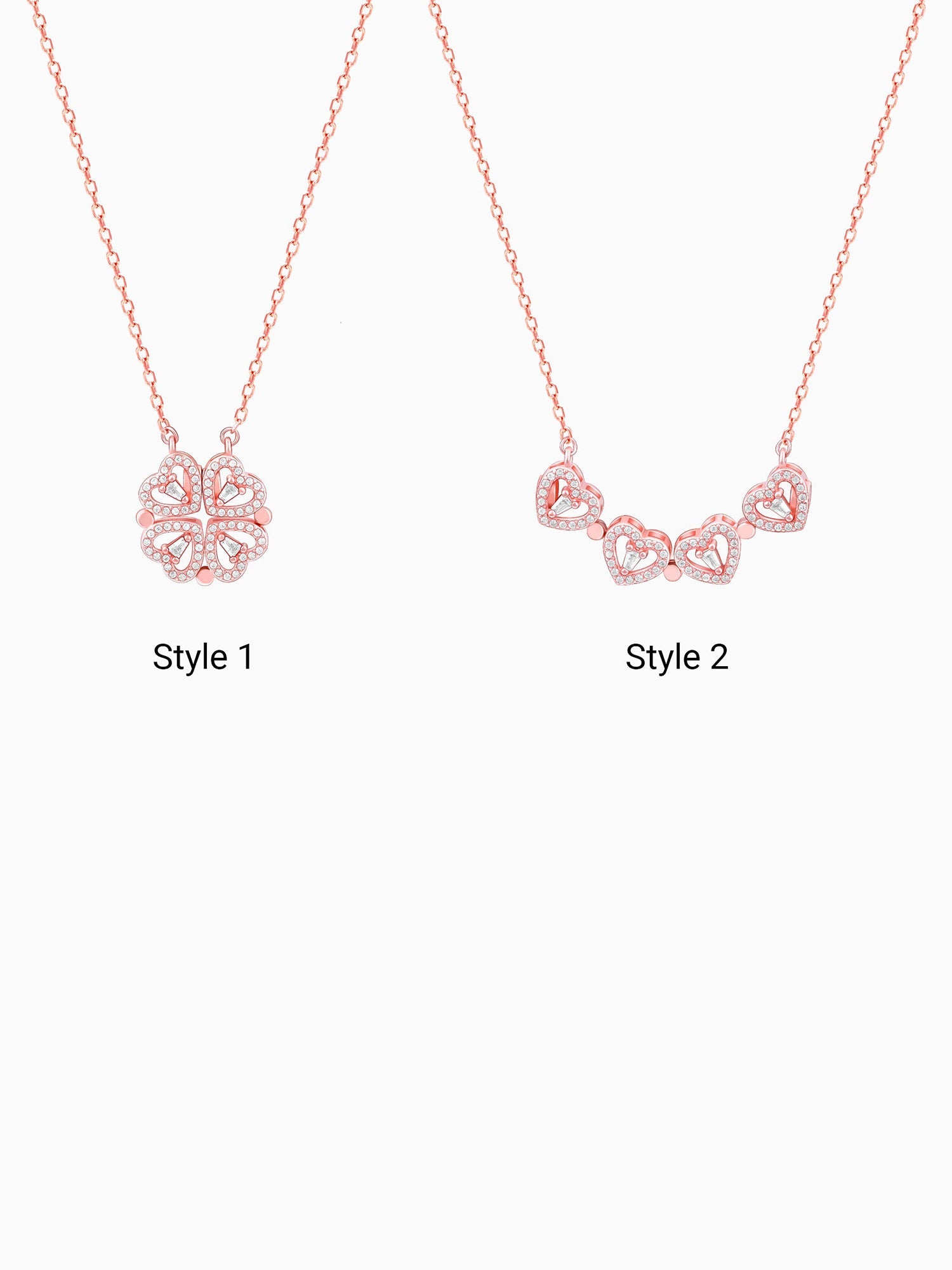 Rose Gold Clover Heart Convertible Necklace