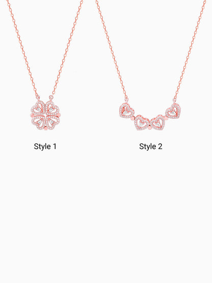Rose Gold Clover Heart Convertible Necklace