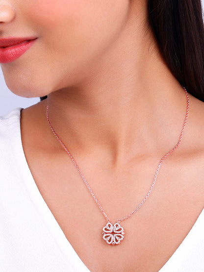 Rose Gold Clover Heart Convertible Necklace
