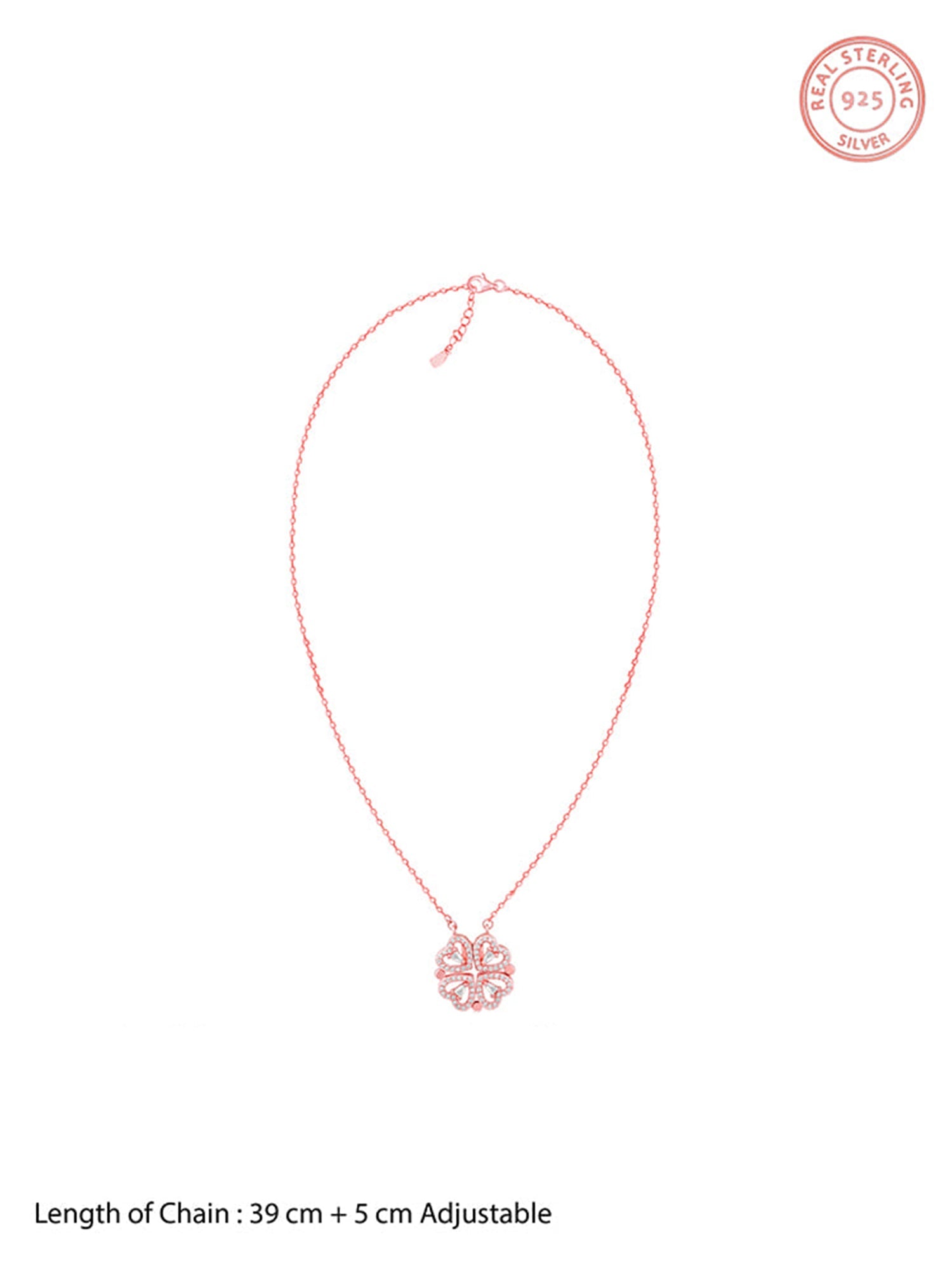 Rose Gold Clover Heart Convertible Necklace