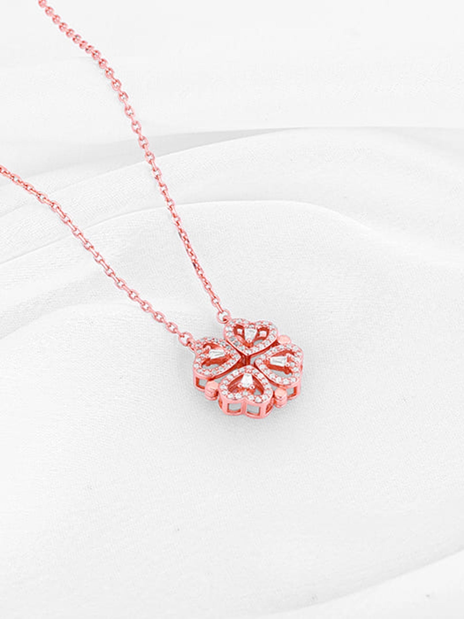 Rose Gold Clover Heart Convertible Necklace