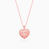 Rose Gold Filigree Heart Pendant with Link Chain