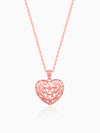 Rose Gold Filigree Heart Pendant with Link Chain