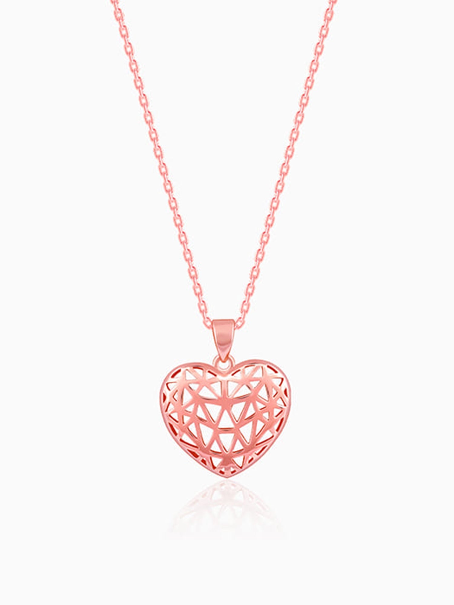 Rose Gold Filigree Heart Pendant with Link Chain