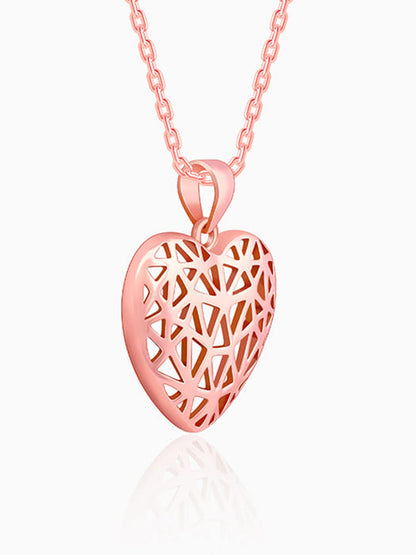 Rose Gold Filigree Heart Pendant with Link Chain
