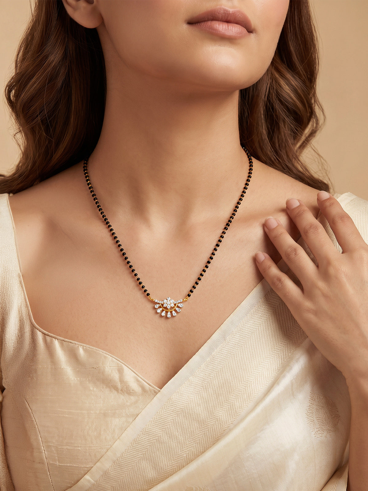 Golden Floral Moon Mangalsutra
