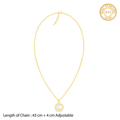 Golden Nested Pearl Pendant With Link Chain