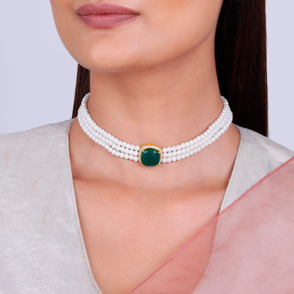 Golden Evergreen Pearl Choker
