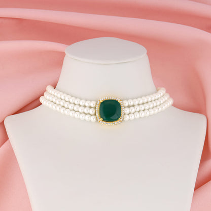 Golden Evergreen Pearl Choker