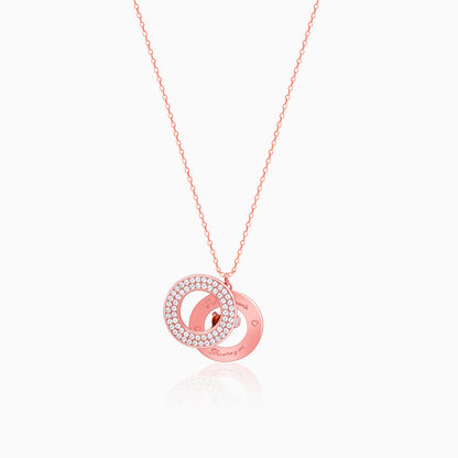 Rose Gold Two Hearts Becoming One Pendant With Link Chain