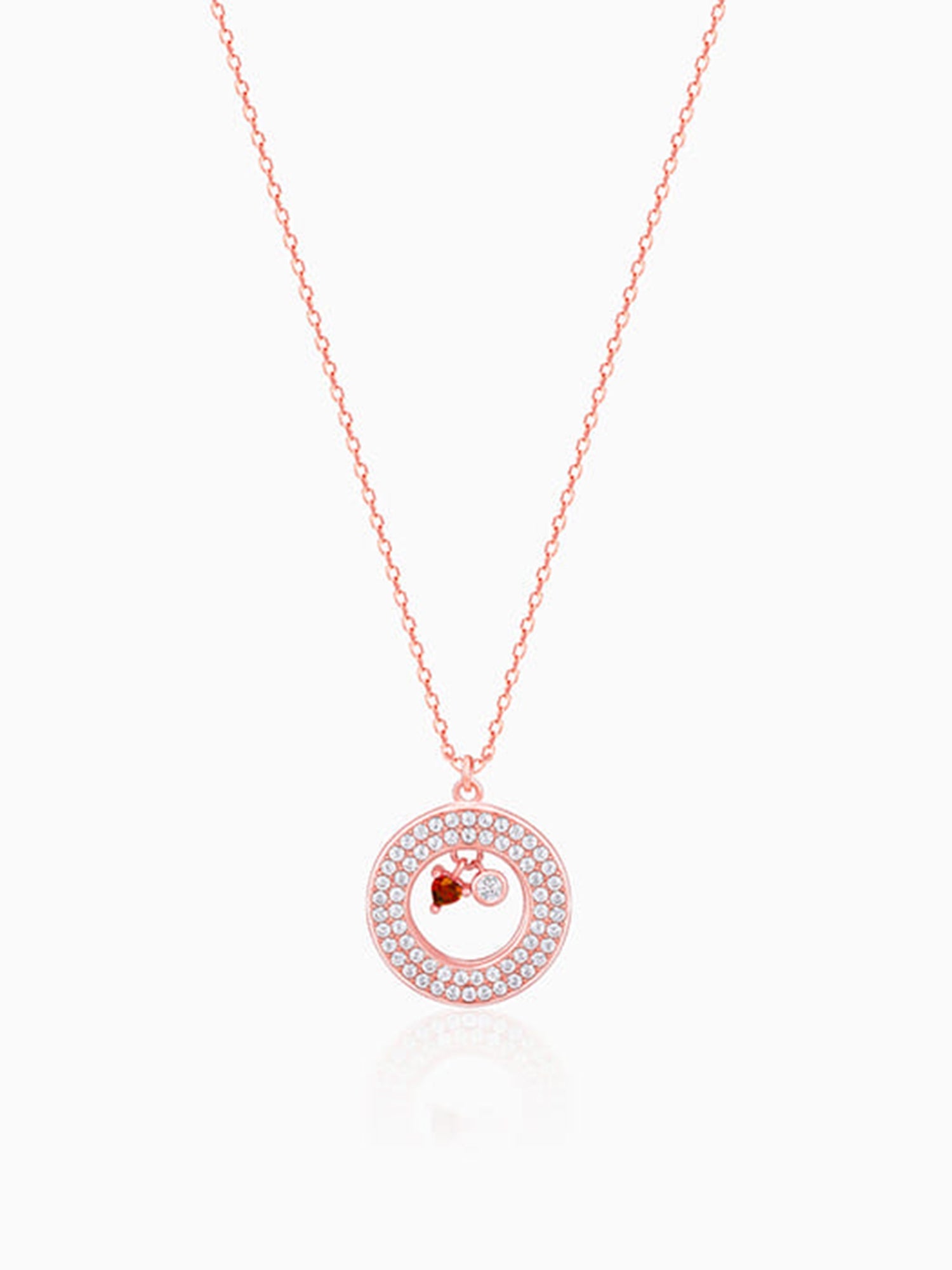 Rose Gold Two Hearts Becoming One Pendant With Link Chain