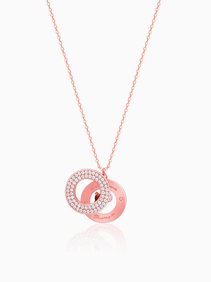 Rose Gold Two Hearts Becoming One Pendant With Link Chain