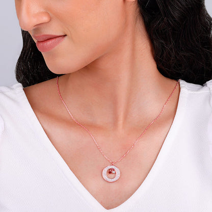 Rose Gold Two Hearts Becoming One Pendant With Link Chain