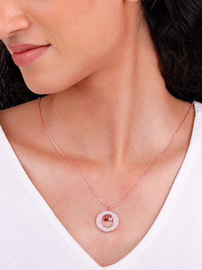 Rose Gold Two Hearts Becoming One Pendant With Link Chain