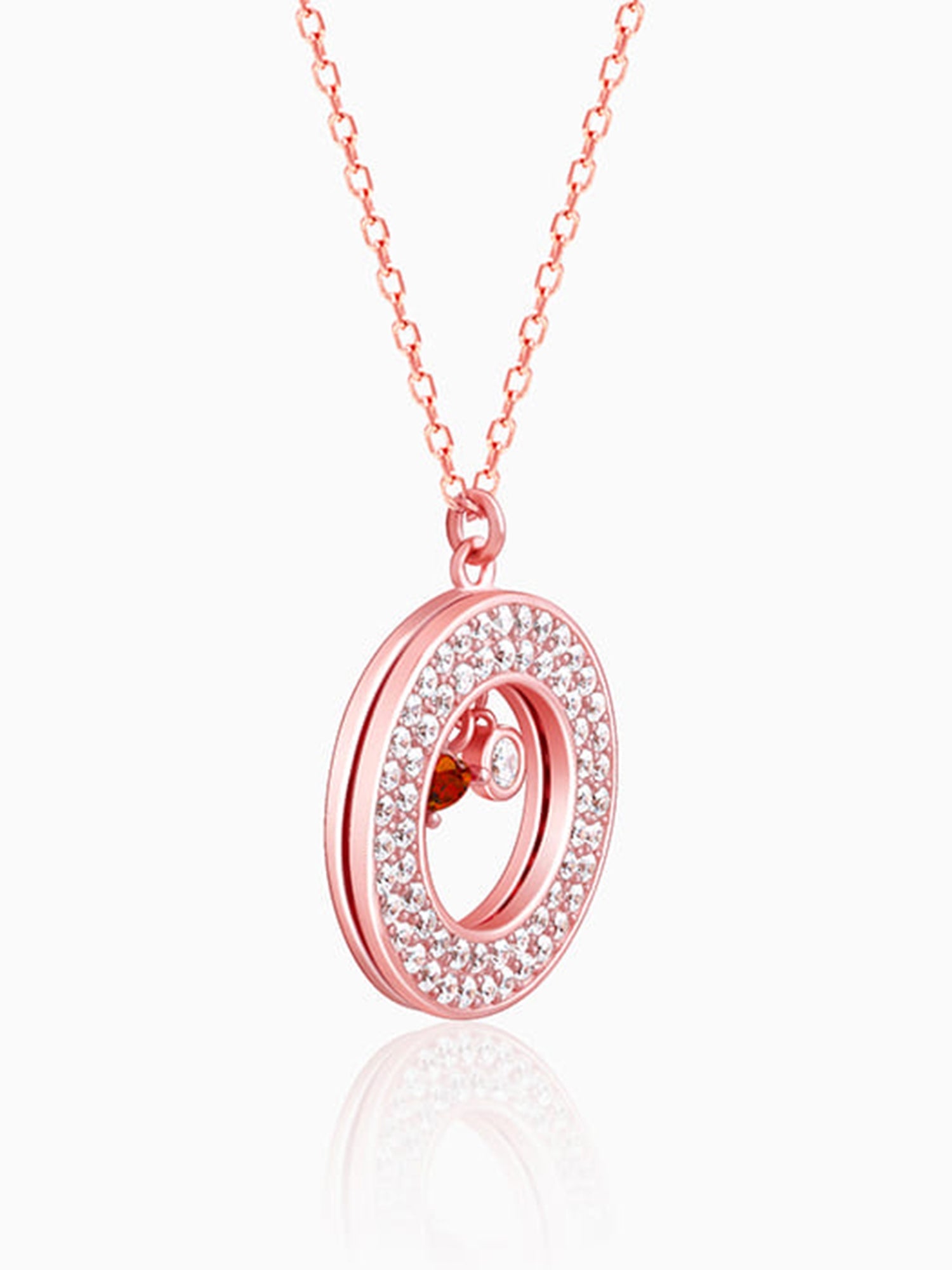 Rose Gold Two Hearts Becoming One Pendant With Link Chain