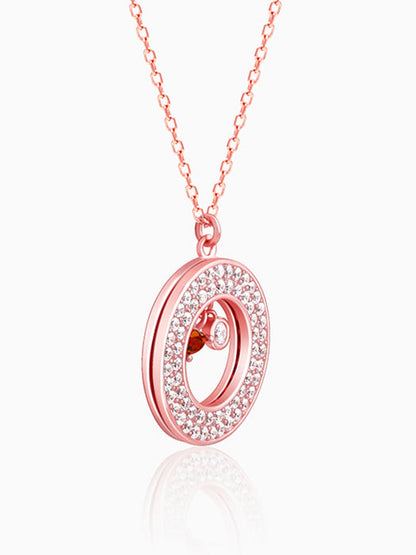 Rose Gold Two Hearts Becoming One Pendant With Link Chain