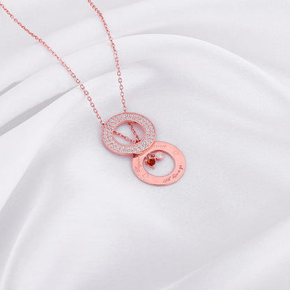 Rose Gold Two Hearts Becoming One Pendant With Link Chain