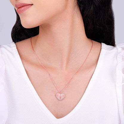 Rose Gold One Heart Pendant With Link Chain