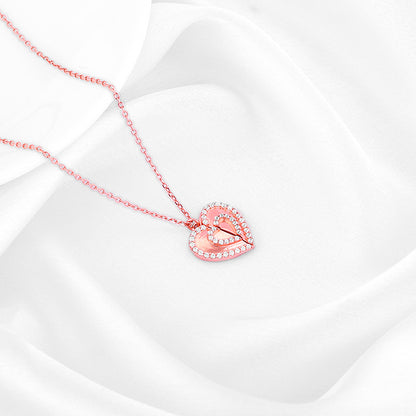 Rose Gold One Heart Pendant With Link Chain