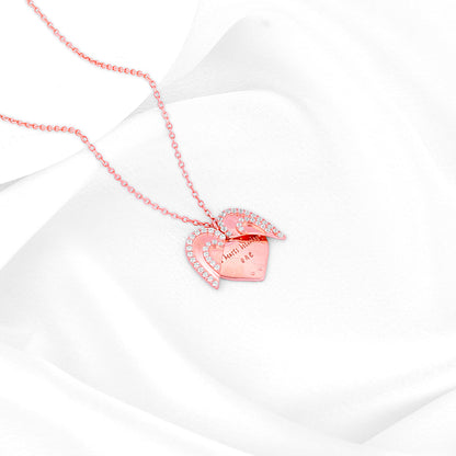 Rose Gold One Heart Pendant With Link Chain