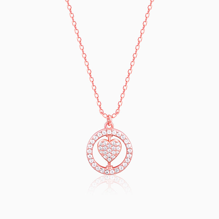 Rose Gold Rotatable My Happy Place Pendant With Link Chain