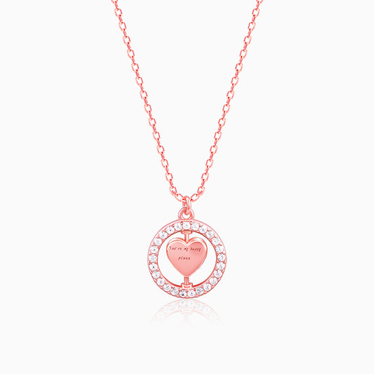 Rose Gold Rotatable My Happy Place Pendant With Link Chain