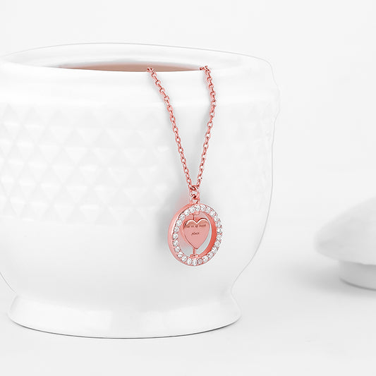 Rose Gold Rotatable My Happy Place Pendant With Link Chain