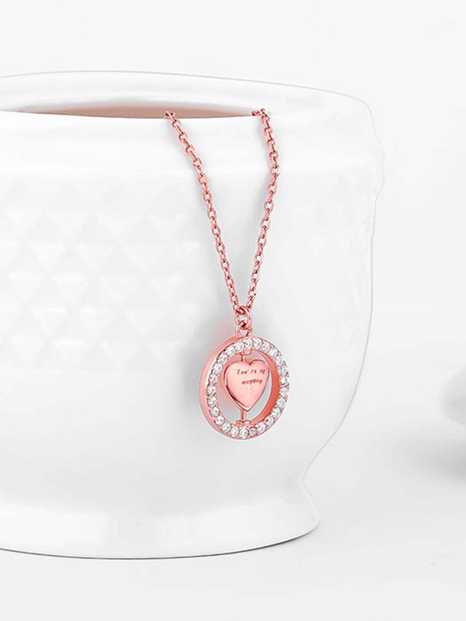 Rose Gold Custom Endless Love Pendant With  Link Chain