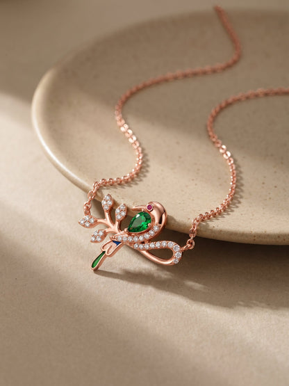 Rose Gold Woody Bird Necklace
