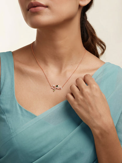 Rose Gold Woody Bird Necklace