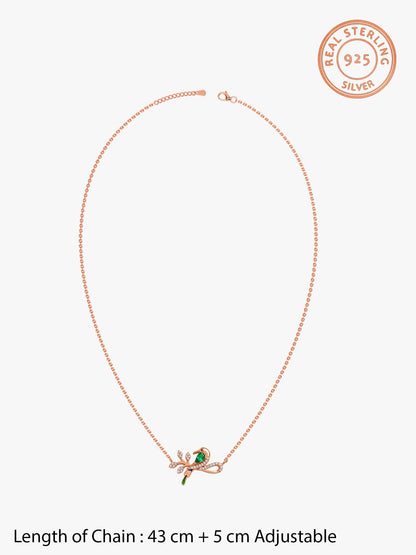 Rose Gold Woody Bird Necklace