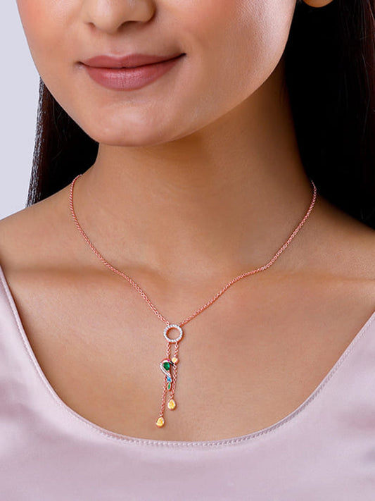 Rose Gold Swinging Bird Pendant with Link Chain