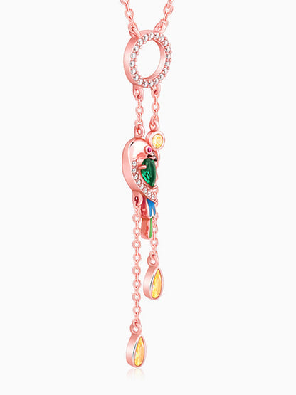 Rose Gold Swinging Bird Pendant with Link Chain