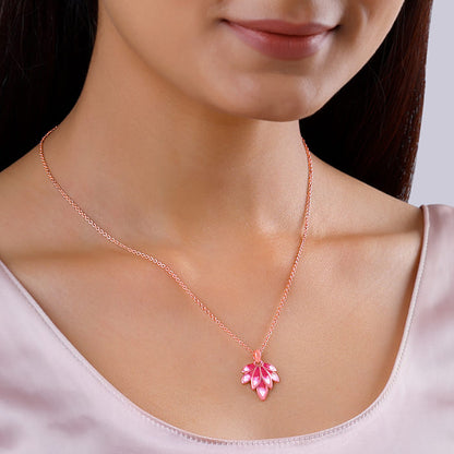 Rose Gold Wing it Pendant With Link Chain
