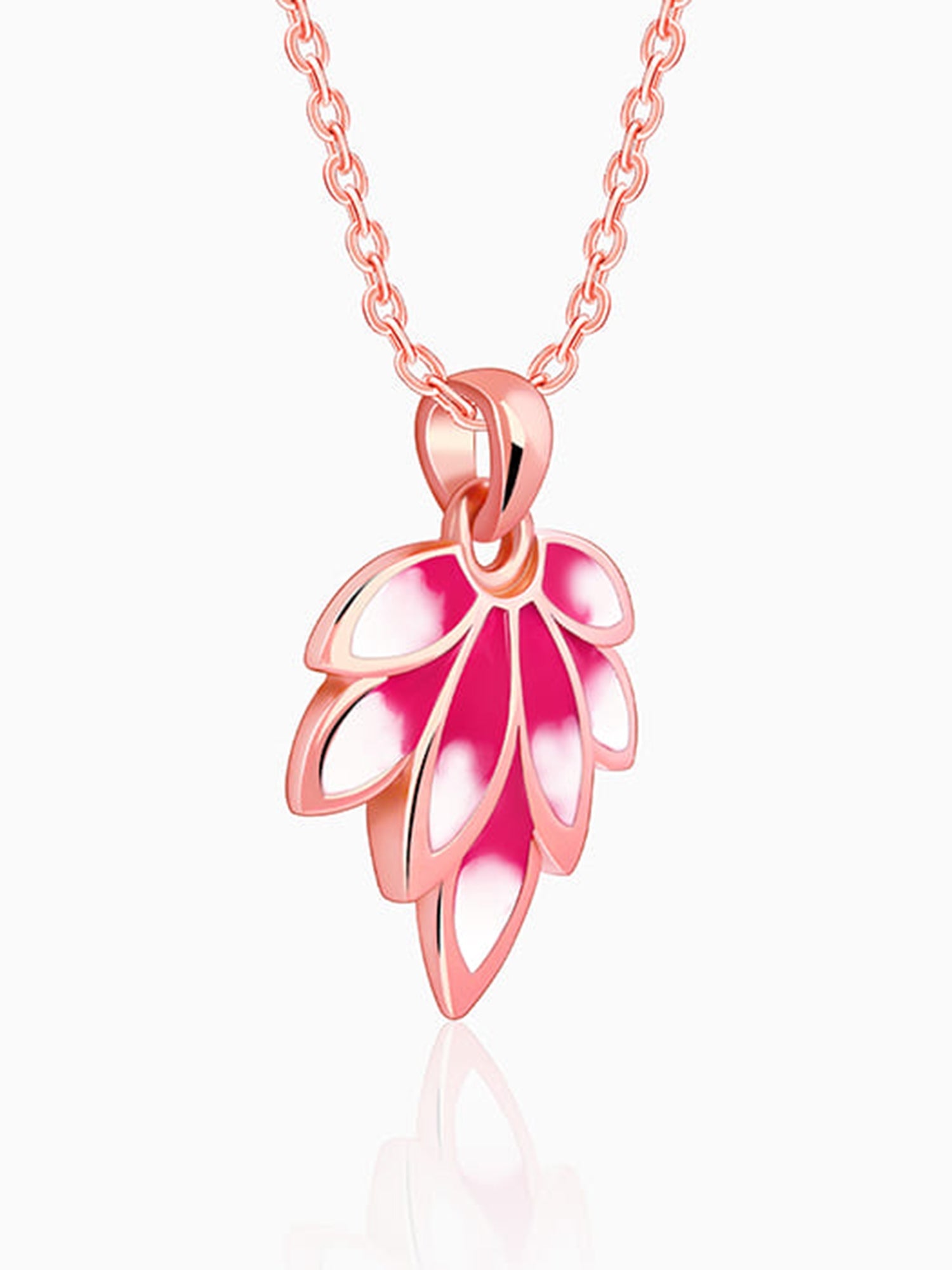 Rose Gold Wing it Pendant With Link Chain