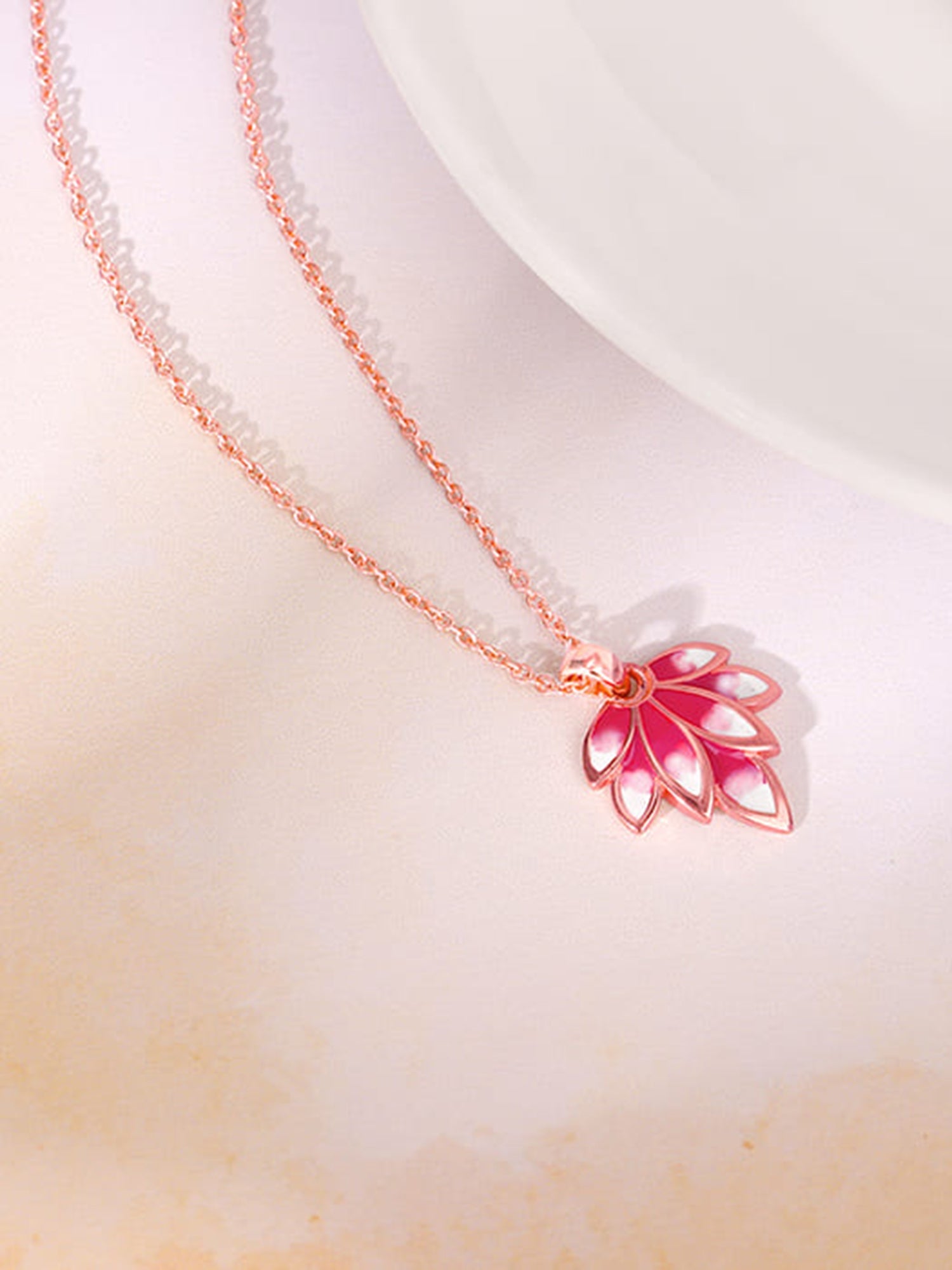 Rose Gold Wing it Pendant With Link Chain