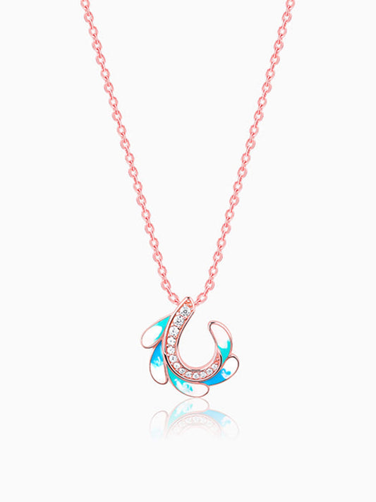Rose Gold Wing Flap Pendant With Link Chain