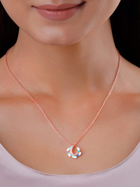 Rose Gold Wing Flap Pendant With Link Chain
