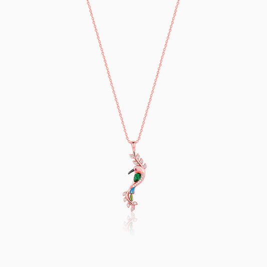 Rose Gold Lovely Bird Pendant With Link Chain