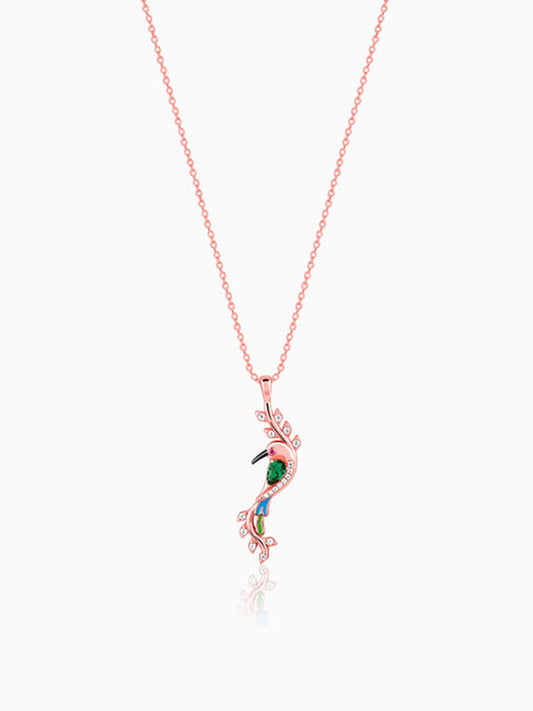 Rose Gold Lovely Bird Pendant With Link Chain