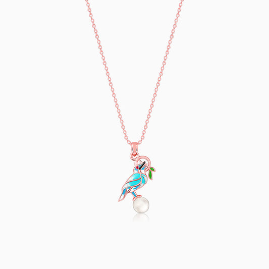 Rose Gold Blissful Bird Pendant With Link Chain