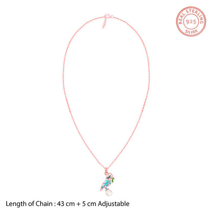 Rose Gold Blissful Bird Pendant With Link Chain