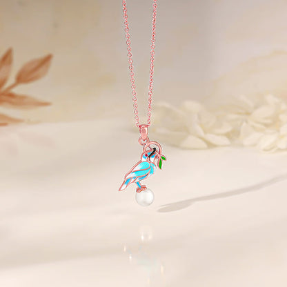 Rose Gold Blissful Bird Pendant With Link Chain