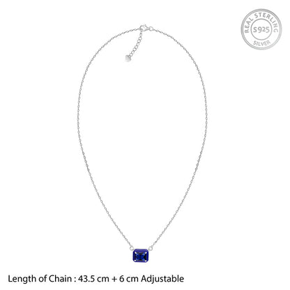 Silver Royal Blue Pendant With Link Chain