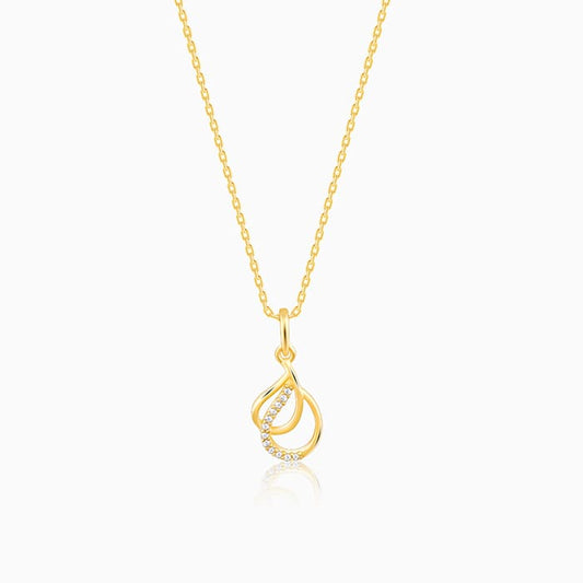 Golden Dual Pear Pendant with Link Chain