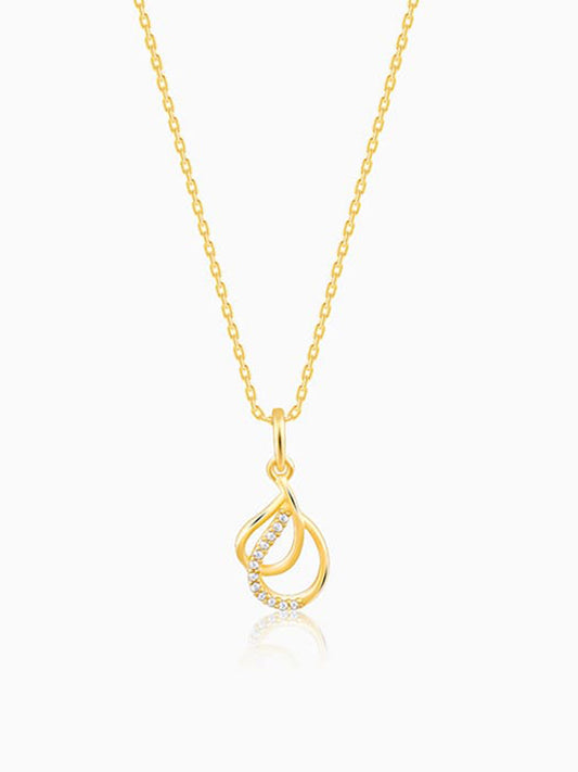 Golden Dual Pear Pendant with Link Chain