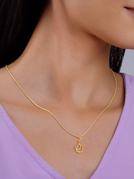 Golden Dual Pear Pendant with Link Chain