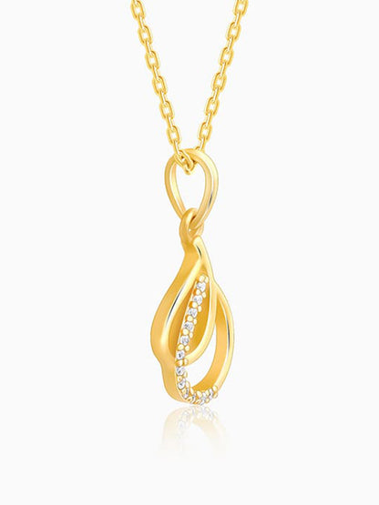 Golden Dual Pear Pendant with Link Chain