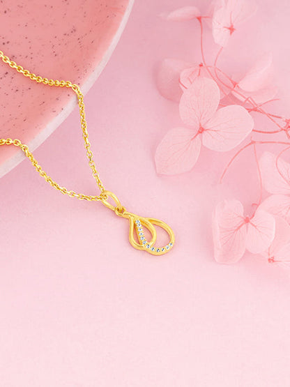 Golden Dual Pear Pendant with Link Chain