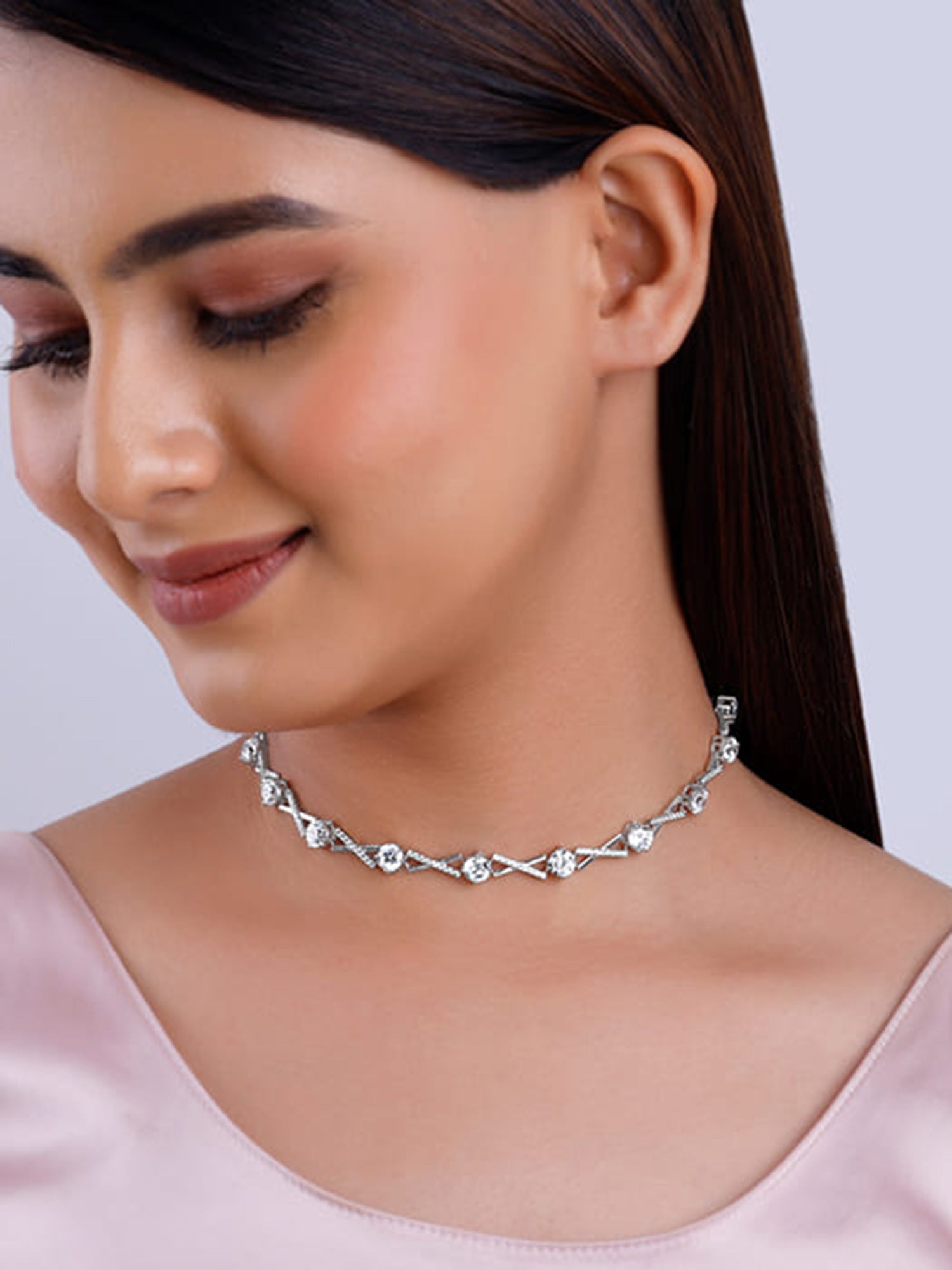 Silver Zircon Excess Necklace